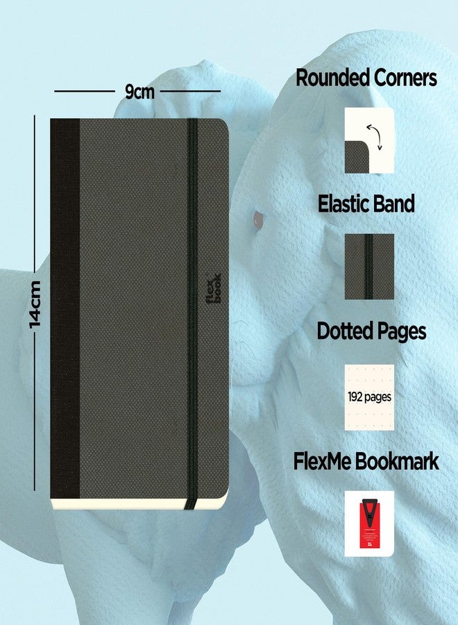 Flexbook Adventure Notebook Dotted Off-Black | Pocket | 9x14cm - A6 (Minus) | 192 pages | 85gsm Fabriano Ivory Paper | Fine Textured Cover | Elastic Band Closure | Bookmark included | Inner paper pocket - Image 2