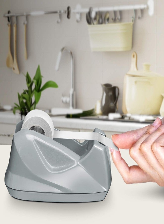 Acrimet Premium Desktop Tape Dispenser, Plastic, Non-Skid Base (Heavy Duty) (Platinum Silver Color) - Image 4