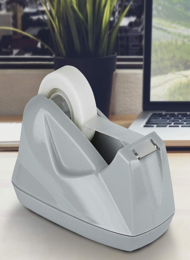 Acrimet Premium Desktop Tape Dispenser, Plastic, Non-Skid Base (Heavy Duty) (Platinum Silver Color) - Image 3