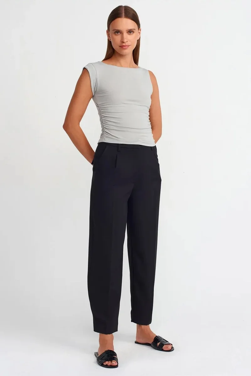 Dilvin Light Grey DILVIN Sleeveless Boat Neck Slim-fit Blouse for Women | Best Price UAE