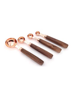 4-Piece Measuring Spoons Set Brown/Rose Gold
