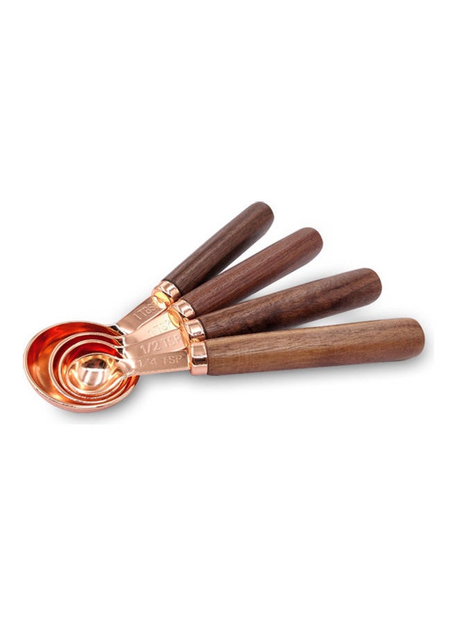NIBEMINENT - 4-Piece Measuring Spoons Set Brown/Rose Gold - Image 1