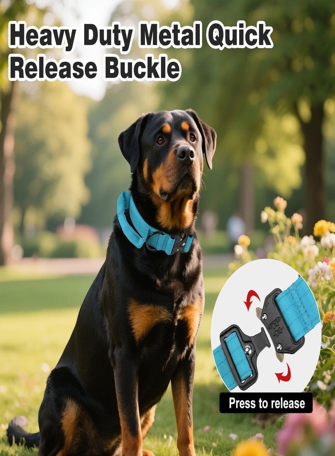 Joytale Heavy Duty Dog Collar with Handle, Adjustable Tactical Military Nylon Collar with Quick Release Metal Buckle for Large Dogs Walking Training, Soft Lining, Dual Rings, AirTag Case, L, Sky Blue - Image 5