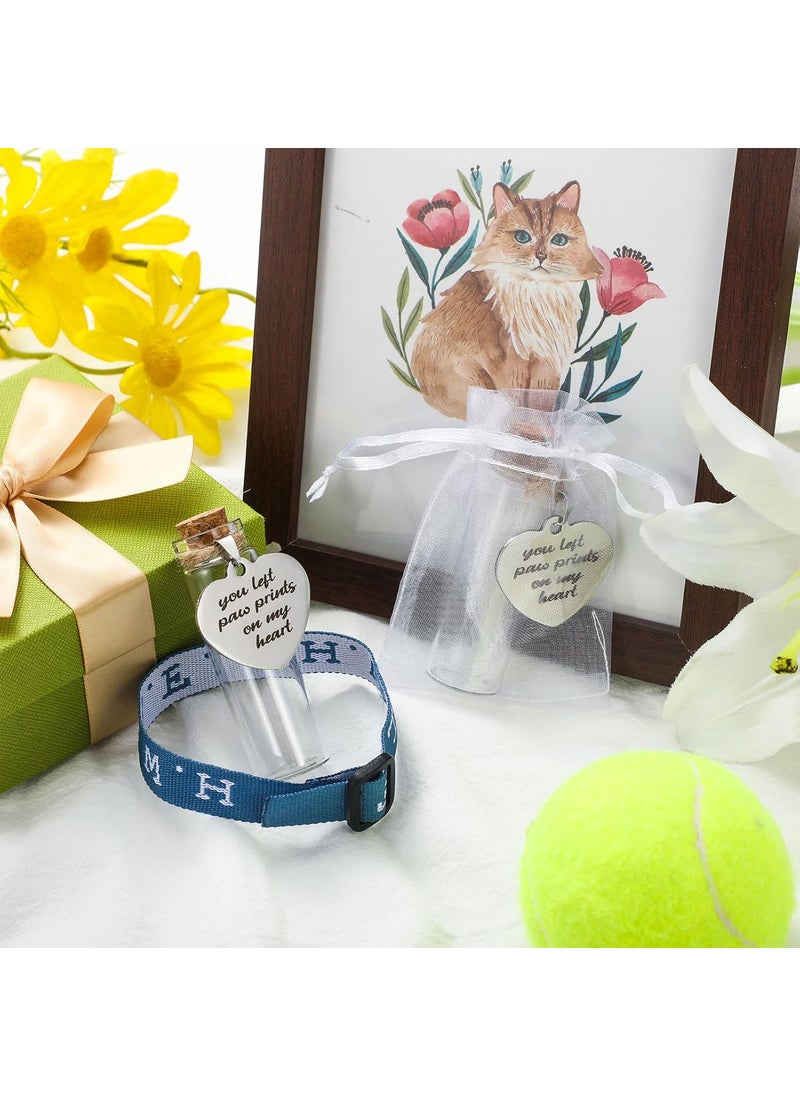 Nuenen Nuenen 2 Pcs Pet Hair Glass Memorial Bottle Dog Keepsake Memorial Pet Loss Memory Sympathy Gift Vials for Hair with Heart Shape Ornaments White Organza Bags Cat Keepsake Glass for Ashes Fur Urn  - Image 3