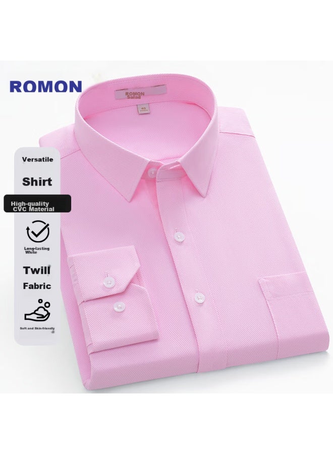 Romon Long-sleeve Shirt For Men, All-season Style, Plus Size, Business Casual, Solid Color Twill, Small Size Shirt For Men, Blue, Size 43 - Image 2