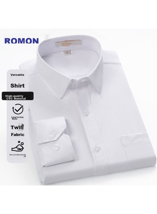 Romon Long-sleeve Shirt For Men, All-season Style, Plus Size, Business Casual, Solid Color Twill, Small Size Shirt For Men, Blue, Size 43 - Image 3