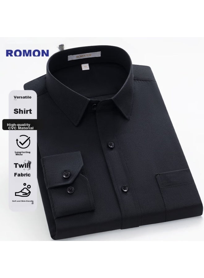 Romon Long-sleeve Shirt For Men, All-season Style, Plus Size, Business Casual, Solid Color Twill, Small Size Shirt For Men, Blue, Size 43 - Image 4