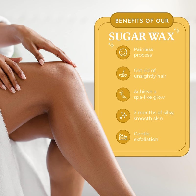 MOOM Organic Sugar Wax with Tea Tree Oil, 12 oz Jar, Hair Removal for Bikini, Brazilian, Face & Legs - Soft Wax for Sensitive Skin, Wax Beads Alternative For Women & Men (Strips & Sticks NOT Included) - Image 3