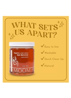 MOOM MOOM Organic Sugar Wax with Tea Tree Oil, 12 oz Jar - Hair Removal for Bikini, Brazilian, Face & Legs - Soft Wax for Sensitive Skin, Wax Beads Alternative For Women & Men (Waxing Strips NOT Included)  - Image 3