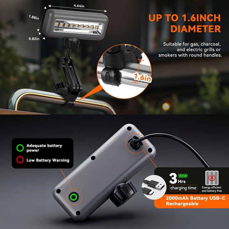 AuntyFey 360Â°Adjustable Grill Lights for Outdoor Grill Designed for Blackstone Weber Griddle, BBQ Grill Light at Night with 360Â° Adjustable, LED Grill Lights for Outdoor, Gifts for Dad Men - Image 5
