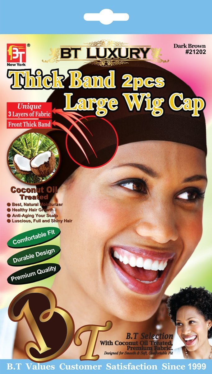 Beauty Town Beauty Town Thick Band Large Wig Cap (2 Pieces) (Dark Brown) 