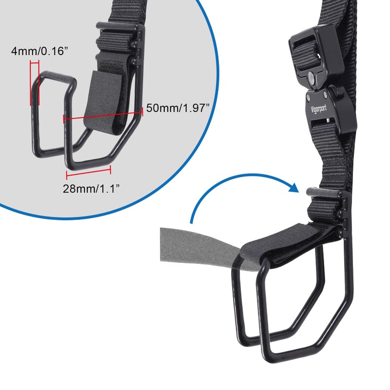 Vigorport Luggage Hook Strap, J Hook for Add a Bag Luggage, Multi Adjustment Bag Strap Hook with Hands Free(Medium Size/Metal Buckle) - Image 3