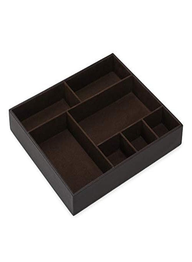 Azyeea Faux Leather Jewellery Organizer Desk Organizer Tray | 7 Compartment for Multi-Functional, Office, Study Table, Bedside Tray, Cosmetic and Jwelry Organizer (Brown) - Image 5