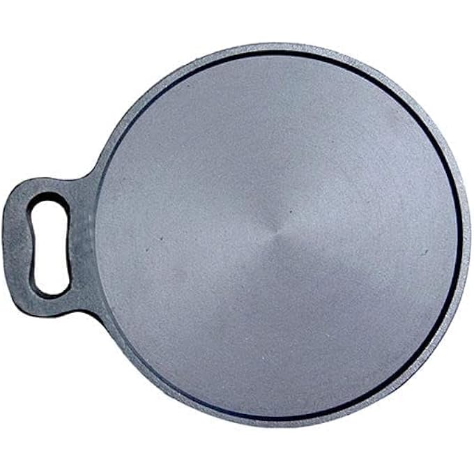 ايدا مقلاة دوسا تاوا من الحديد الزهر، مقلاة دوسا تاوا مقرمشة مثالية للطهي على أسطح الطهي بالغاز والكهرباء، متبلة مسبقًا باللون الأسود، مقاس 11 بوصة - Image 2