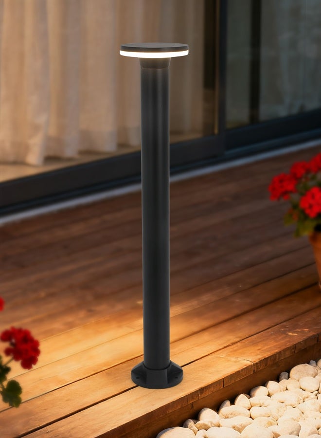 73Hours Black LED Outdoor Bollard Light - 80cm Round Post Garden Pathway Lamp with 12W Warm White 3000K LED, IP65 Waterproof Landscape Light for Villas, Parks, and Commercial Areas - Image 1