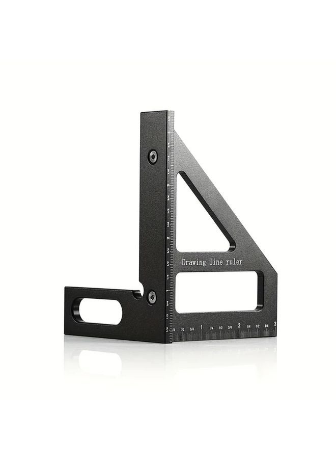 Black Aluminum Alloy Woodworking Square Ruler 45 90 Degree Angle Measuring Tool for Carpentry DIY - Image 1
