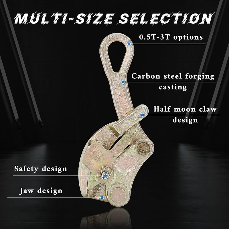 LONGADS 2T Cable Puller Clamp, 0.5/1/2/3T Cable Pulling Tool, load 2 Ton Capacity/4409 Lb, Clamp Puller - Image 2