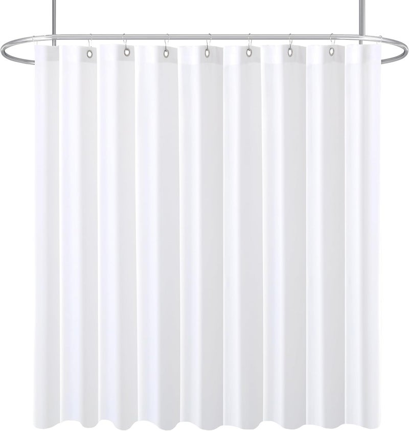 Biscaynebay Fabric Extra Wide Shower Curtain Liners, White 108" Width by 72" Length, Water Resistant Bathroom Curtains, Rust Resistant Grommets Top Weighted Bottom Machine Washable - Image 1