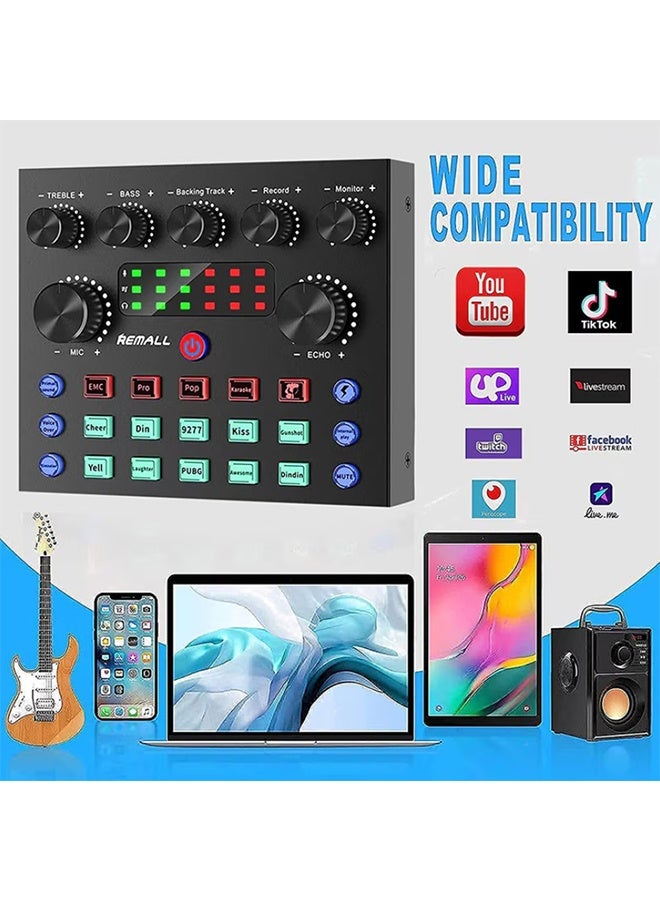 V8S Podcast Recording Device with Voice Changer, Podcast Mixer, Sound Card, DJ Audio Mixer Interface for PC Game Live Streaming or Podcast/Live Sound Card with DJ Audio Mixer - Image 5