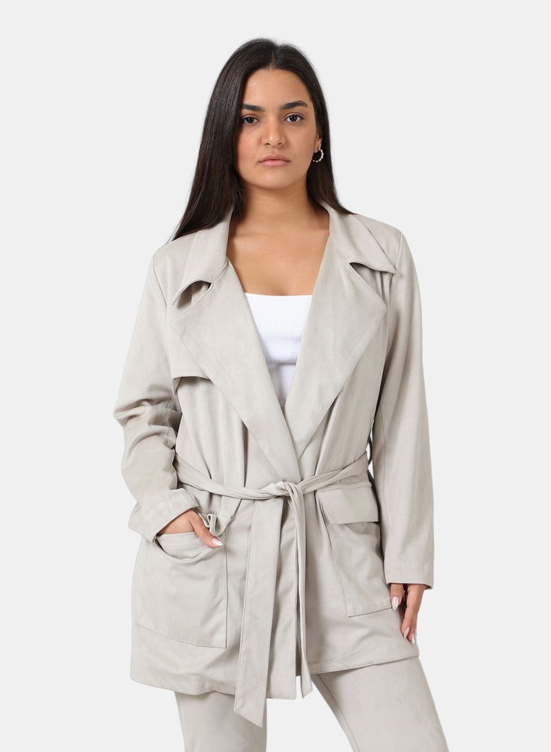 belle Suede Jacket With Belt - Image 4