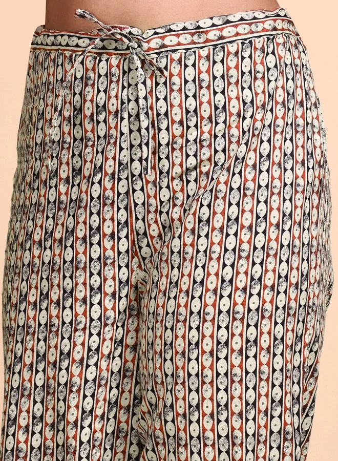 ISHIN Mirror Work Inspired Floral Printed Kurta With Pants And Printed Dupatta