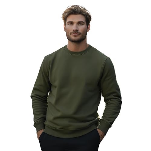 NOBERO Regular Solid Sweatshirt(1M-TWSS-R0003-OG4_Olive Green_L) - Image 1