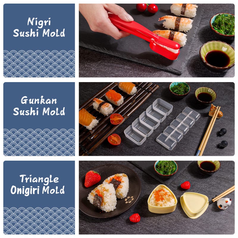 FUNGYAND Sushi Making Kit, 27-in-1 Professional Maker Set with Bazooka Roller, Nigiri & Musubi Presses, Bamboo Mats, Knife, Chopsticks, Ceramic Dishes - Ideal for Beginners - Image 4