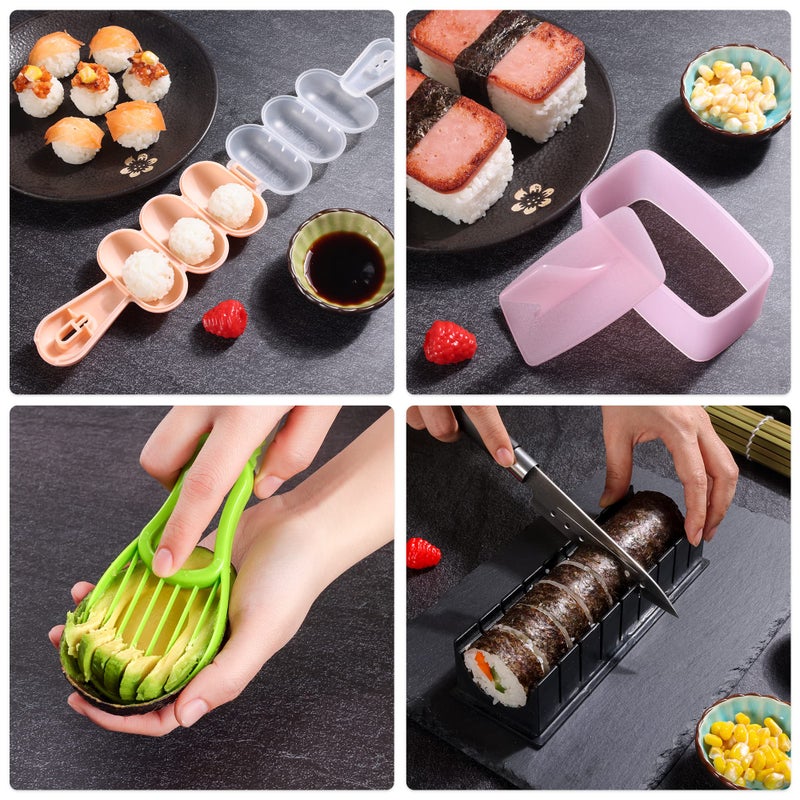 FUNGYAND Sushi Making Kit, 27-in-1 Professional Maker Set with Bazooka Roller, Nigiri & Musubi Presses, Bamboo Mats, Knife, Chopsticks, Ceramic Dishes - Ideal for Beginners - Image 5