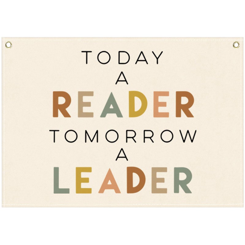 FYSIA Classroom Wall Banner DecorTeacher GiftInspirational Back to School Wall Flag DecorationToday A Reader Tomorrow A LeaderPositive QuoteRectangular Hanging Canvas Sign for Classroom Reading Corner - Image 2