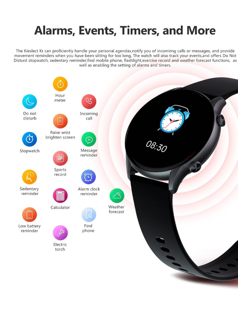 KIESLECT - Kieslect Kr Smart Watch for Men Women(Answer/Make Calls),1.32"Semi-AMOLED Touch Screen,Blood Oxygen SpO2, 24/7Heart Rate Monitor,70 Sports Modes Fitness Tracker,IP68,Compatible with Android iOS - Image 1