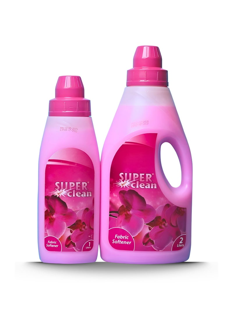 سوبر كلين سوبركلين منعم الأقمشة 2 لتر + 1 لتر – عرض توفير باللون الوردي | نعومة وانتعاش طويل الأمد - Image 1