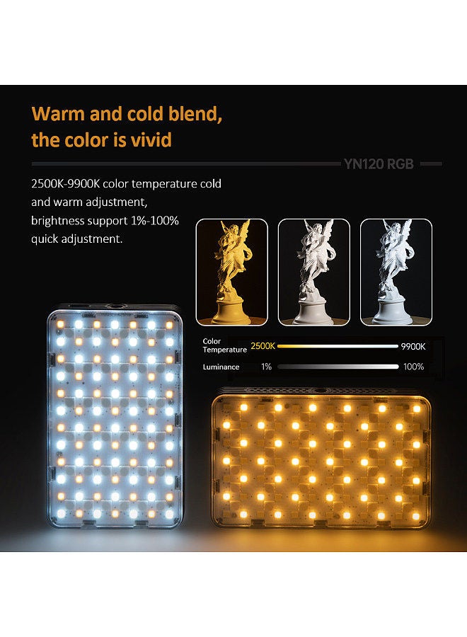 YONGNUO YONGNUO YN120 8W RGB Photography Lamp Bi-color LED Light Pocket Vlog Light 2500K-9900K  - Image 5