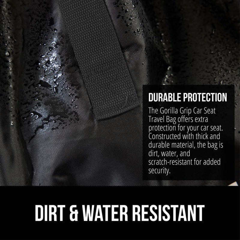 GORILLA GRIP Car Seat Travel Bag for Airplane Gate Check, Easy Carry Padded Backpack Bags Cover Carseats, Infant Baby Carriers and Toddler Booster Seats for Airport, Child Air Travels Essential, Black - Image 3