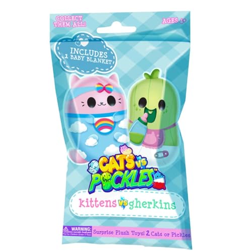 Cats vs Pickles Kittens vs Gherkins Mystery Bag Contains 1 Pair of 3 Bean Filled Plushies Collect These as Stocking Stuffers Fidget Toys or Sensory Toys Great for Kids Boys Girls - Image 1