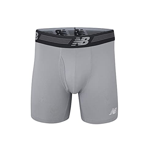 New Balance Men's 6" Boxer Brief Fly Front with Pouch, 3-Pack, Black/Steel/Pigment, Large - Image 3