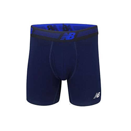 New Balance Men's 6" Boxer Brief Fly Front with Pouch, 3-Pack, Black/Steel/Pigment, Large - Image 4