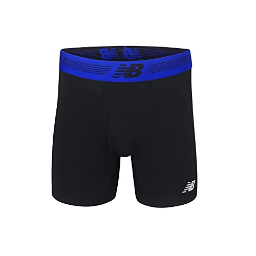 New Balance Men's 6" Boxer Brief Fly Front with Pouch, 3-Pack, Black/Steel/Pigment, Large - Image 2