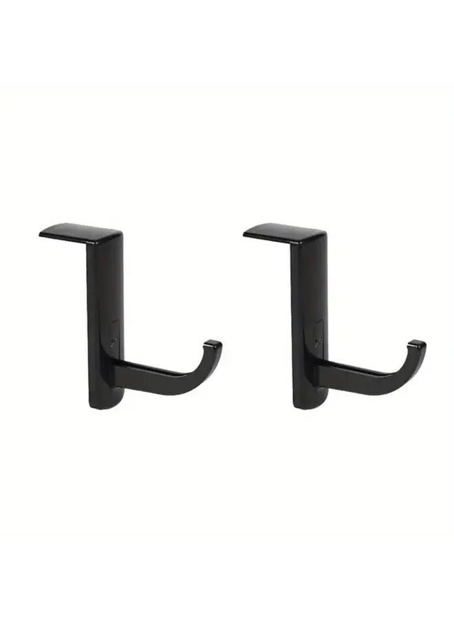 2 Piece Black Headphone Holder Hanger Wall Mount Universal Monitor Stand Hook - Image 1