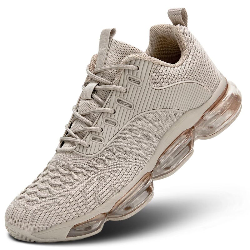 Kapsen Mens Running Shoes Air Cushion Tennis Walking Sneakers Casual Sport Gym Jogging Khaki 6.5 - Image 1