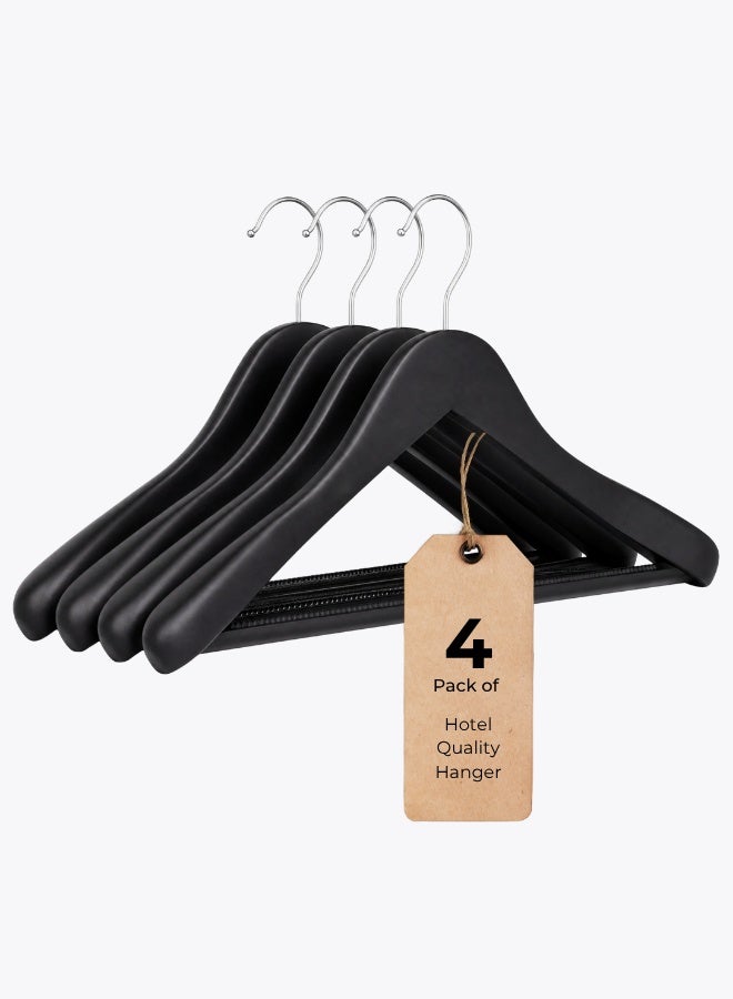 بيرل كوست انترناشيونال Wide Shoulder Wooden Hangers, Hotel Quality Suit Hangers，Heavy Clothes Hanger,with Non Slip Pants Bar and Smooth Finish 360° Silver Hook，for Dress, Jacket, Suit - Image 1