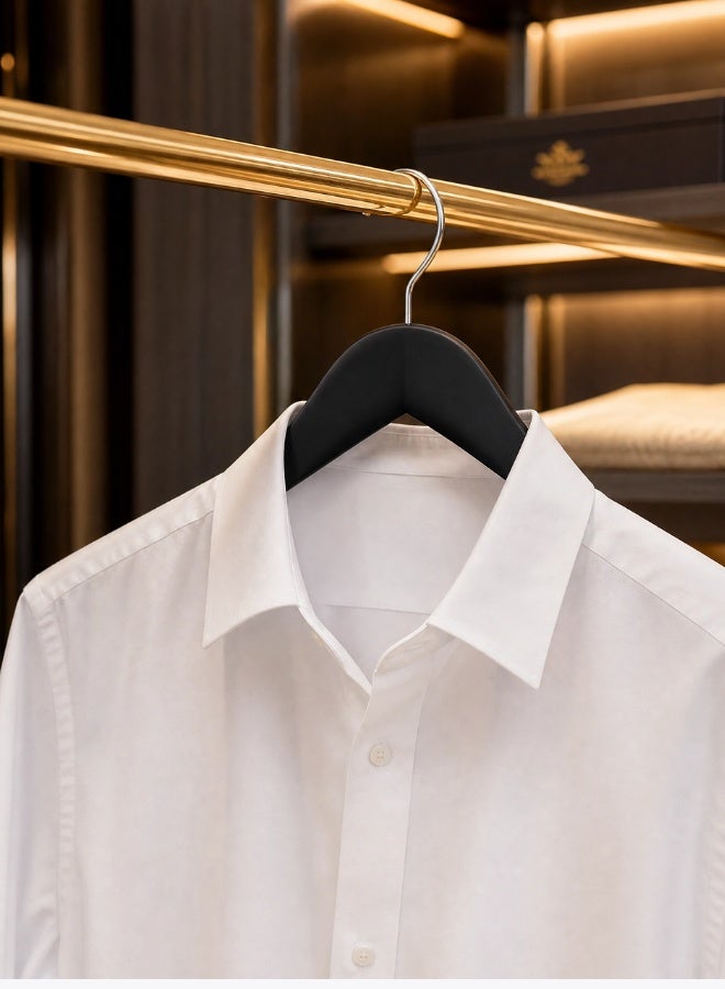 بيرل كوست انترناشيونال Wide Shoulder Wooden Hangers, Hotel Quality Suit Hangers，Heavy Clothes Hanger,with Non Slip Pants Bar and Smooth Finish 360° Silver Hook，for Dress, Jacket, Suit - Image 5