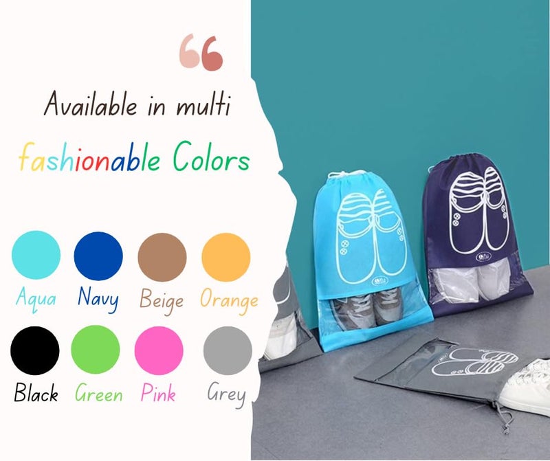 Lify Travel Shoe Bags, Portable Travel Shoe Tote Bags - Packing Organizers for Men and Women- Black (6 Pcs) + Beige (6 Pcs) - 12 Piece Pack - Image 3