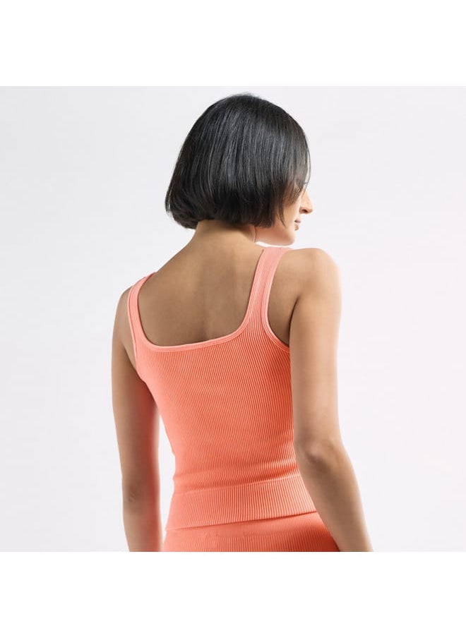 FAV - Ribbed Cropped Tank Top with Square Neck - Image 1