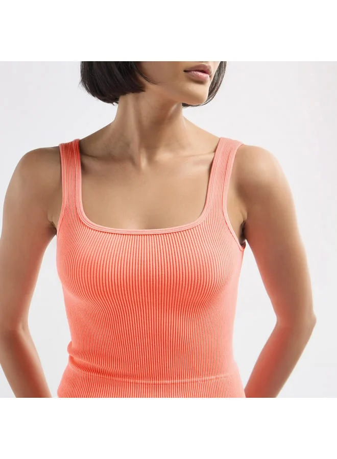 Splash FAV Ribbed Cropped Tank Top with Square Neck