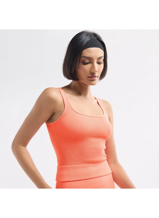 FAV - Ribbed Cropped Tank Top with Square Neck - Image 1