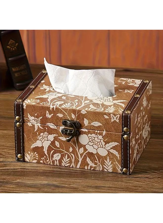 حافظة علب المناديل الجلدية فراشة تلعب مع الزهور تخزين زخرفي - Image 5
