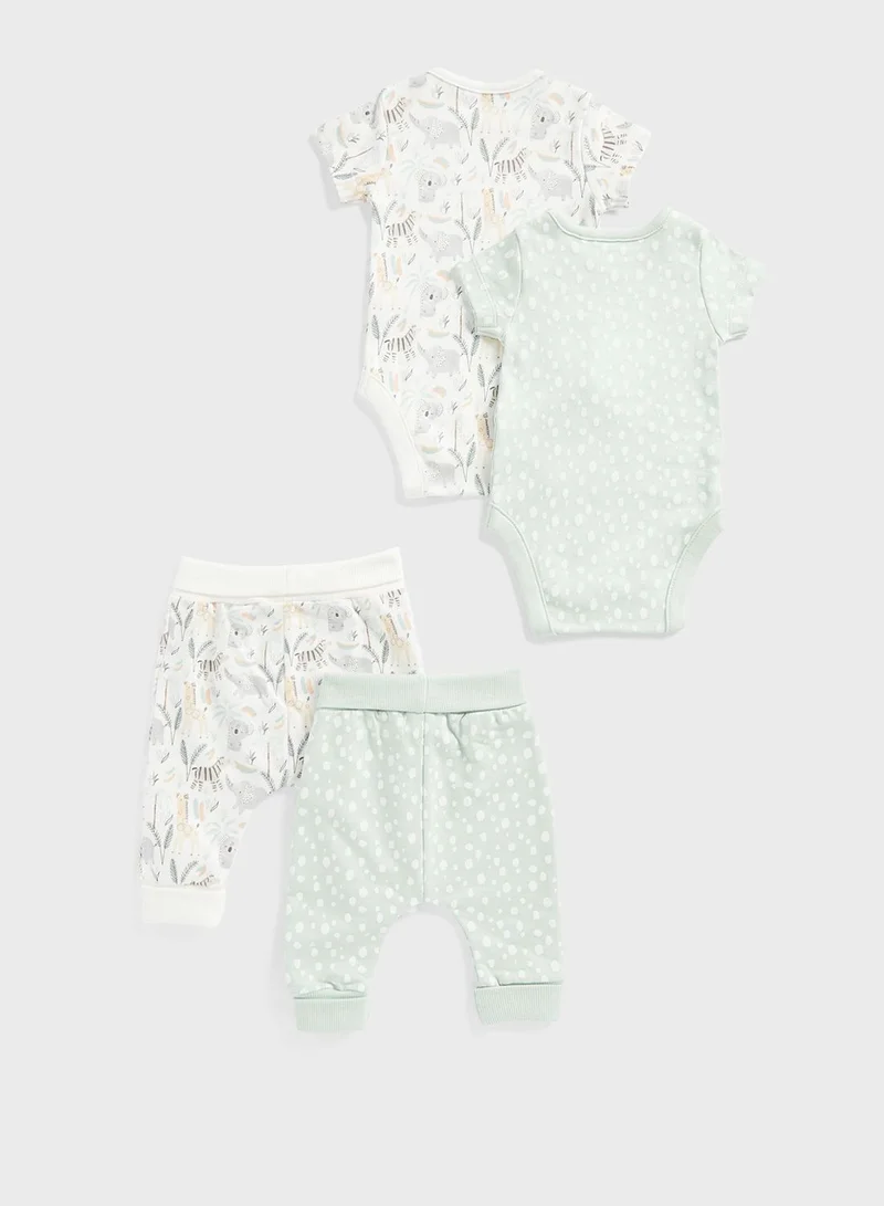 mothercare Kids 4 Piece Printed Bodysuit & Sweatpants