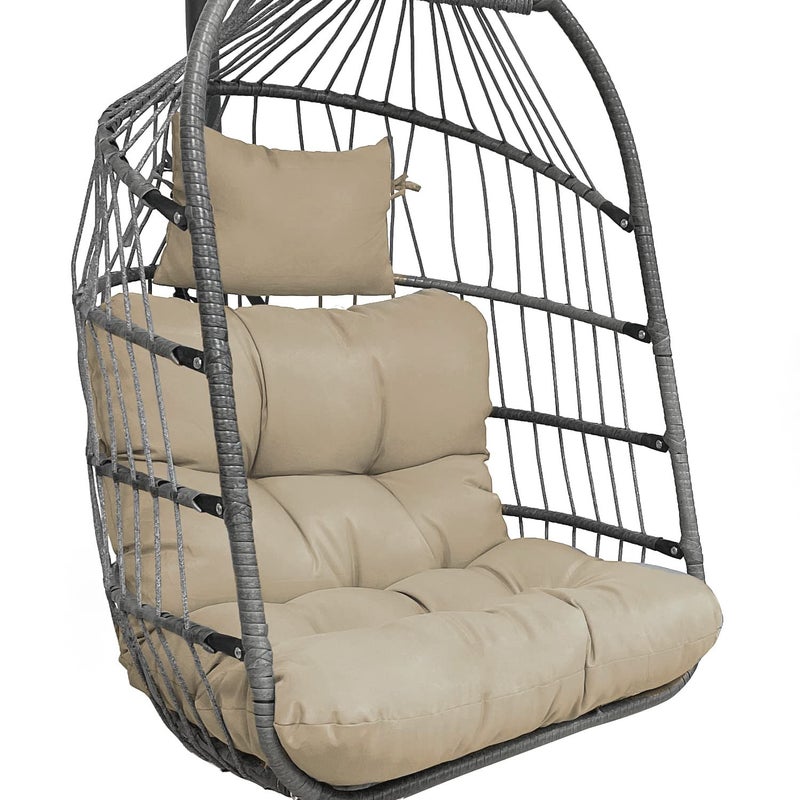 Enipate Enipate Outdoor Hanging Egg Chair Cushion WaterResistant Tufted Swing Basket Chairs Cushion Pads with Headrest Pillow