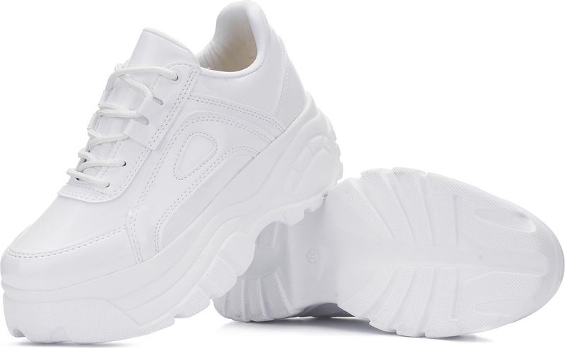 İmershoes أحذية رياضية يومية نسائية بطل مرتفع 6 سم حذاء رياضي أسود - أبيض - بيج - جلد لامع - جلد سويدي 001  - Image 3