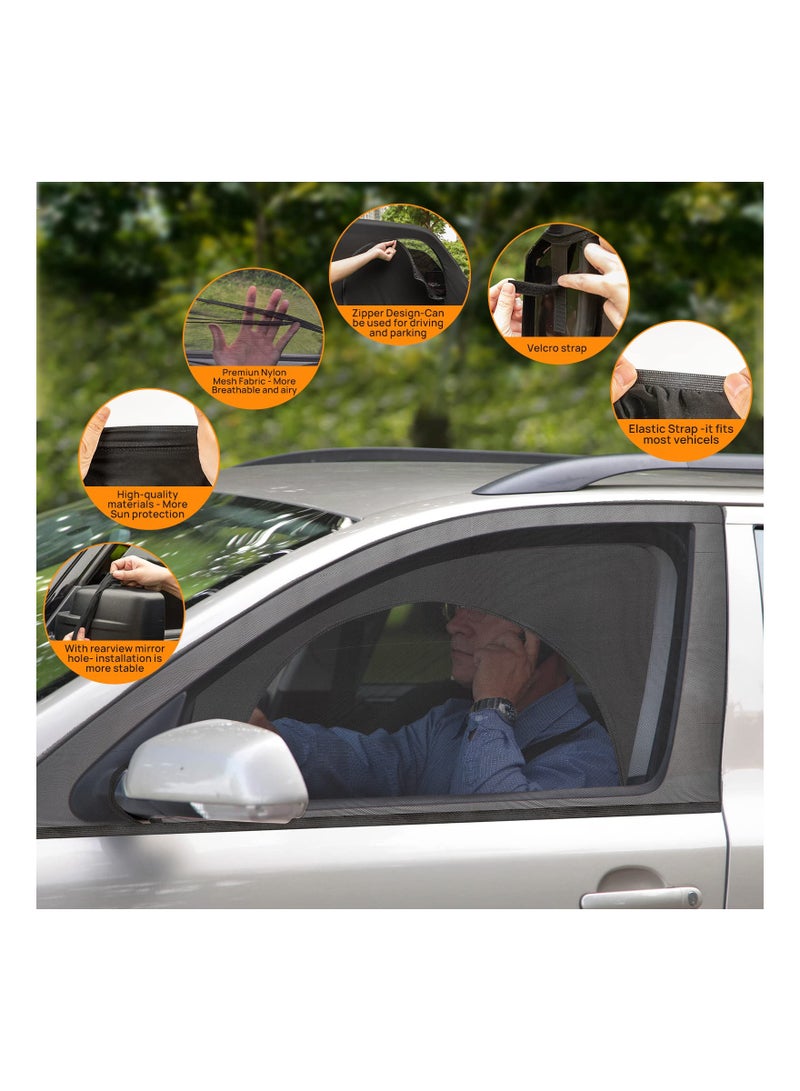 SOLARAE 2 PCS Breathable Mesh Car Window Shades for Front Side Windows - Sun Protection, Privacy, and Comfort for Drivers and Families During Camping and Road Trips (125 x 50cm) - Image 5